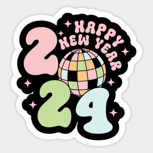 Happy New Year 2024 Groovy Disco Sticker